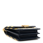 Metallic Lambskin Striped North South Boy Flap Navy Gold