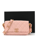 Crumpled Calfskin Quilted Braided CC Mini Flap Light Pink
