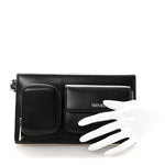 Calfskin Trifold Document Case Clutch Black