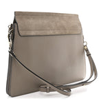 Calfskin Suede Medium Faye Shoulder Bag Motty Grey