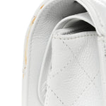 Caviar Quilted Medium Double Flap White