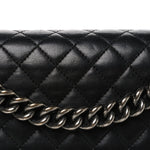 Lambskin Quilted Large Boy Flap Black