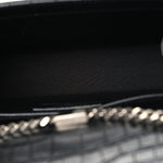 Calfskin Crocodile Embossed Small Classic Monogram Kate Tassel Satchel Black