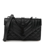 Grain De Poudre Textured Mixed Matelasse Triquilt Small Monogram Monochrome Satchel Black