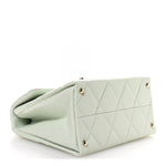 Caviar Quilted Retro Medium Twist Top Handle Clutch Light Green