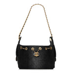 Washed Denim Quilted Mini Chanel 25 Handbag Black