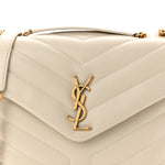 Calfskin Y Quilted Monogram Small Loulou Chain Satchel Crema Soft