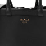 Soft Grain Calfskin Small Double Belt Tote Black