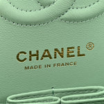Caviar Quilted Small Double Flap Light Green