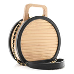 Beech Wood Lambskin Round CC Vanity Case Black