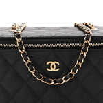 Caviar Quilted Small Vanity Case With Chain Black