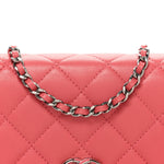 Lambskin Quilted Wallet On Chain WOC Pink