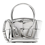 Mirror Laminated Nappa Maxi Intrecciato Mini Arco  Silver