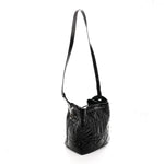 Crinkled Calfskin Macrocannage Medium D-Motion Bag Black