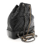 Aged Calfskin Quilted Small Gabrielle Backpack Black