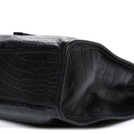 Calfskin Crocodile Embossed Monogram Medium Niki Shopping Bag Black