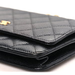 Caviar Quilted Wallet on Chain WOC Black