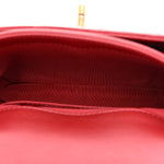 Metallic Calfskin Quilted Top Handle Flap Dark Pink