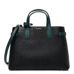 Derby Calfskin House Check Medium Banner Tote Black Sea Green