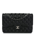 Caviar Quilted Jumbo Double Flap Black