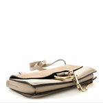 Suede Calfskin Small Faye Shoulder Bag Motty Grey