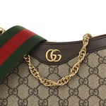 GG Supreme Monogram Textured Dollar Calfskin Web Small Ophidia GG Handbag Beige Ebony New Acero