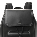 Grained Calfskin Saddle Drawstring Backpack Black