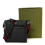 GG Supreme Monogram Web Small Flat Messenger Bag Black Grey
