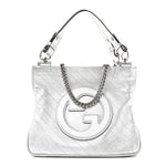 Sakai Be Green Calfskin Diagonal Stitched Small Blondie Tote Silver