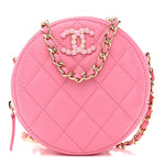 Caviar Quilted Gripoix CC Round Clutch With Chain Pink