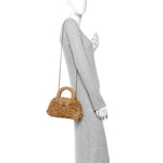 Raffia Fringe Nano Kelly Shopper Dark Beige