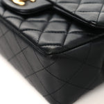Lambskin Quilted Mini Rectangular Flap Black