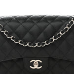 Caviar Quilted Jumbo Double Flap Black