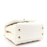 Iridescent Caviar Quilted Extra Mini Coco Handle Flap White