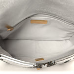 Metallic Calfskin Crochet Medium Chanel 19 Flap Silver