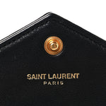 Calfskin Matelasse Chevron Monogram Envelope Chain Wallet Black