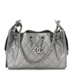 Metallic Caviar Quilted Mini Chanel 25 Handbag Anthracite
