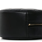 Lambskin Quilted Round Pearl Crush Clutch With Chain Black
