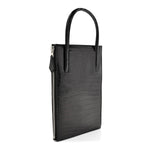 Shiny Porosus Crocodile Lisse Kelly Cadena Clutch Black