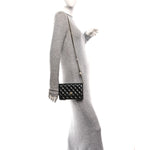 Shiny Lambskin Quilted CC Pearl Wallet on Chain WOC Black
