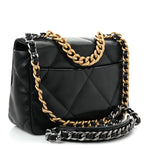 Shiny Goatskin Quilted Medium Chanel 19 Flap Black