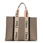 Cotton Calfskin Large Woody Ribbon Tote White Blue