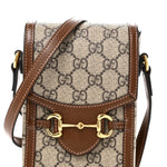 GG Supreme Monogram Mini Horsebit 1955 Crossbody Bag Beige Brown Sugar