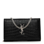 Calfskin Crocodile Embossed Cassandre Wallet On Chain WOC Black