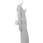 Metallic Crocodile Embossed Calfskin Greca Goddess Wallet On Chain Silver