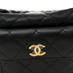 Caviar Quilted Polly Pocket Pouch Hobo Black