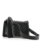 Caviar Quilted Small Boy Flap Black