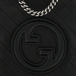 Sakai Be Green Calfskin Diagonal Stitched Mini Blondie Vertical Shoulder Bag Black