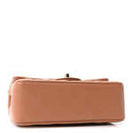 Lambskin Quilted Mini Rectangular Flap Brown