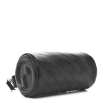Sakai Be Green Calfskin Diagonal Stitched Mini Blondie Barrel Shoulder Bag Black